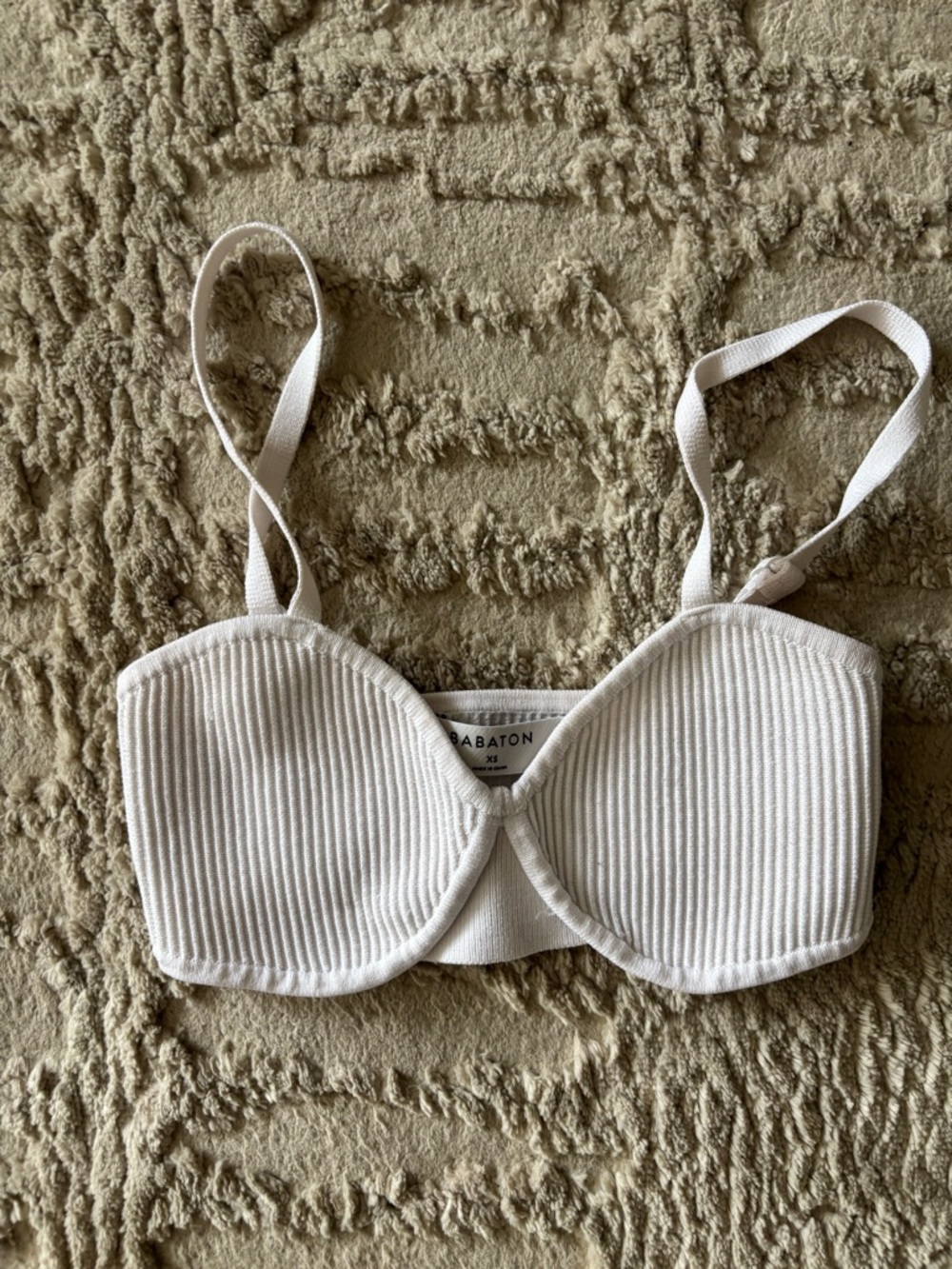 Aritzia White Ribbed Bralette Top